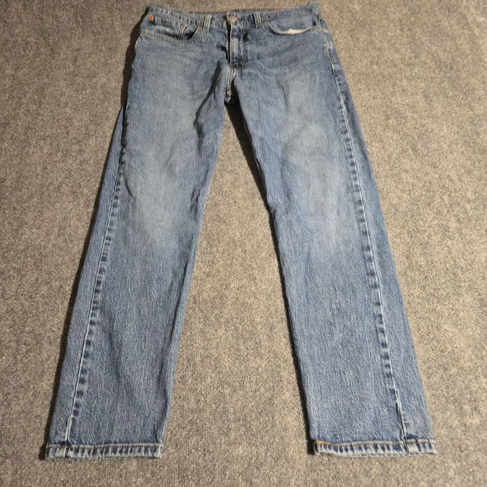 Levis 502 Regular Taper Fit Mens Jeans 34x32 (Fits 33x30)Medium Wash Blue Denim